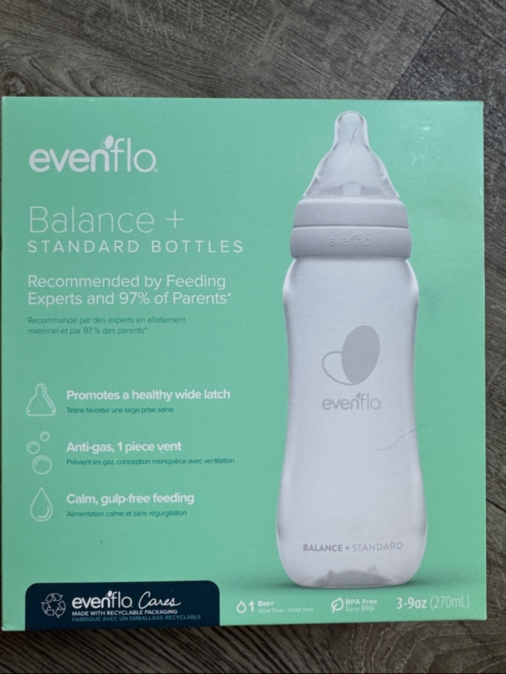 evenflo Balance+ Standard Baby Bottle - Mint Green